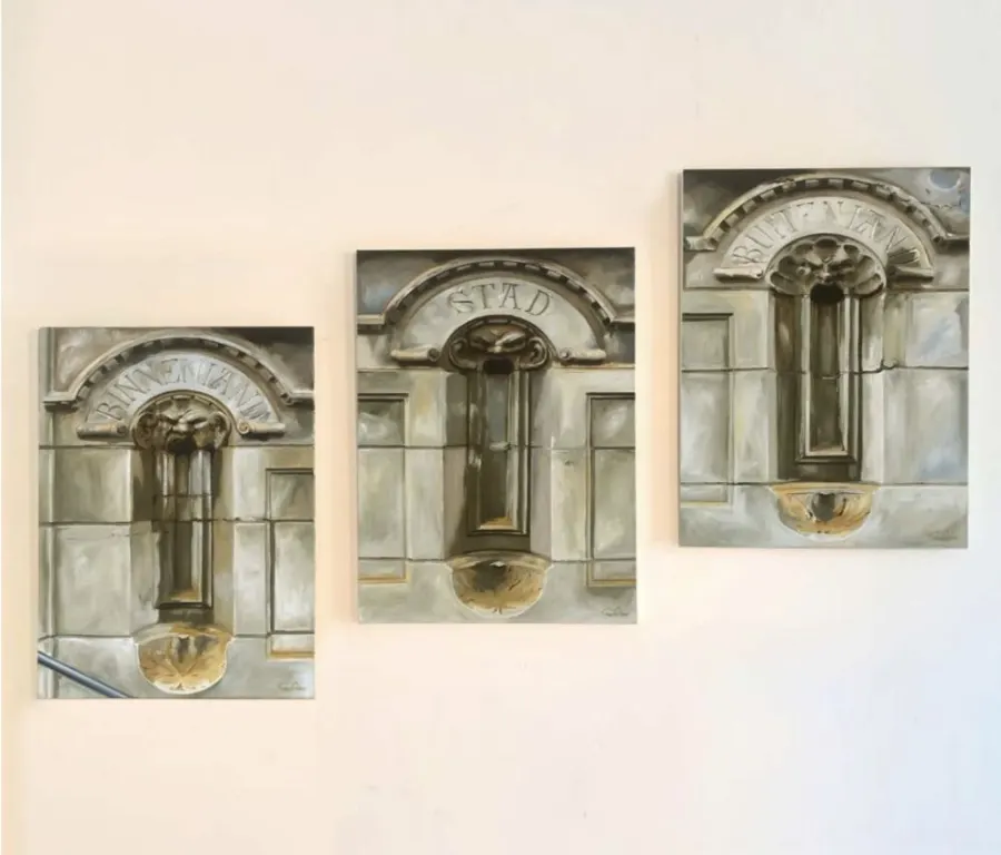 Hung triptych
